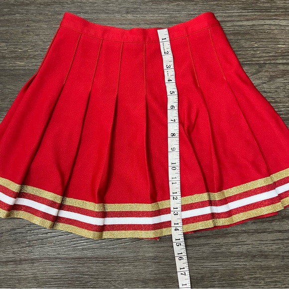 Varsity Red White & Gold Cheer Pleated Skirt - Picture 5 of 10